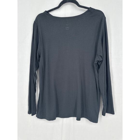 J Jill Top Womens XL Black Pima Crew Neck Long Sleeve Flowy Comfy Classic - Picture 3 of 6